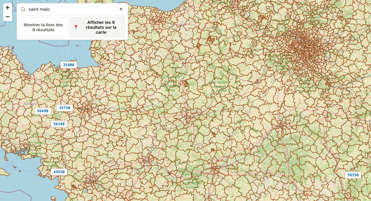 Vue ajustée sur les résultats de recherche Saint-Malo