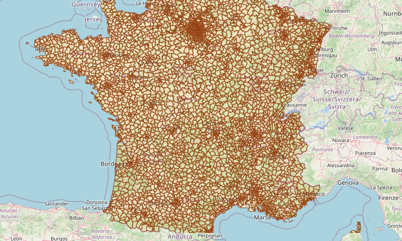 Carte interactive des codes postaux en France