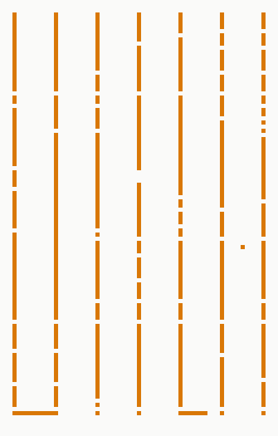 Zoom sur une portion de la grille des codes postaux français — illustration des colonnes verticales formées par les codes finissant en 0